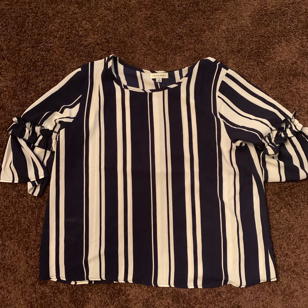 Blue and white striped blouse, size runs small